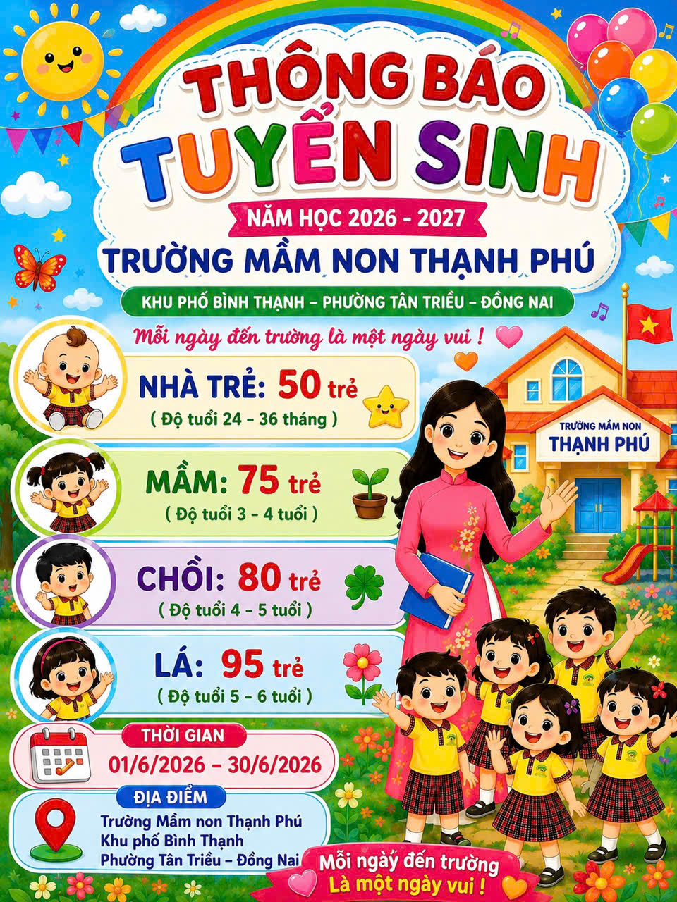 Thông Báo chiêu sinh năm học 2026-2027